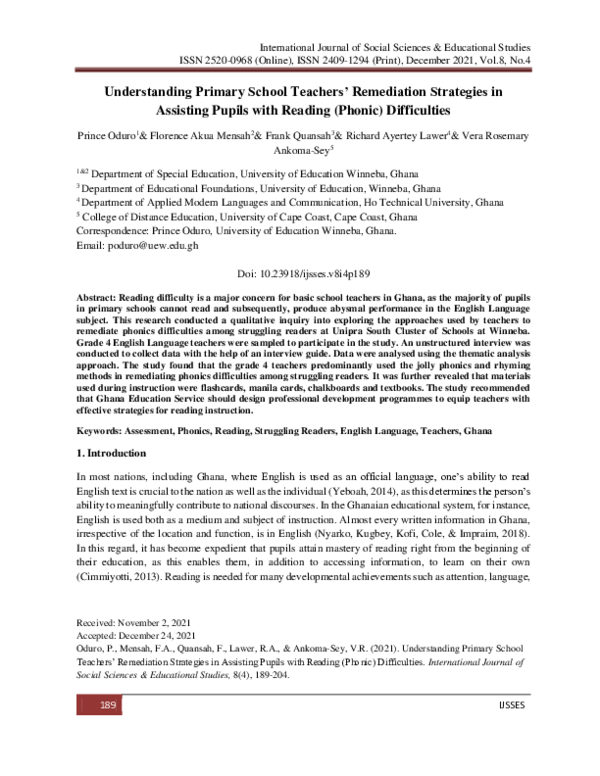(PDF) Understanding Primary School Teachers' Remediation Strategies in ...