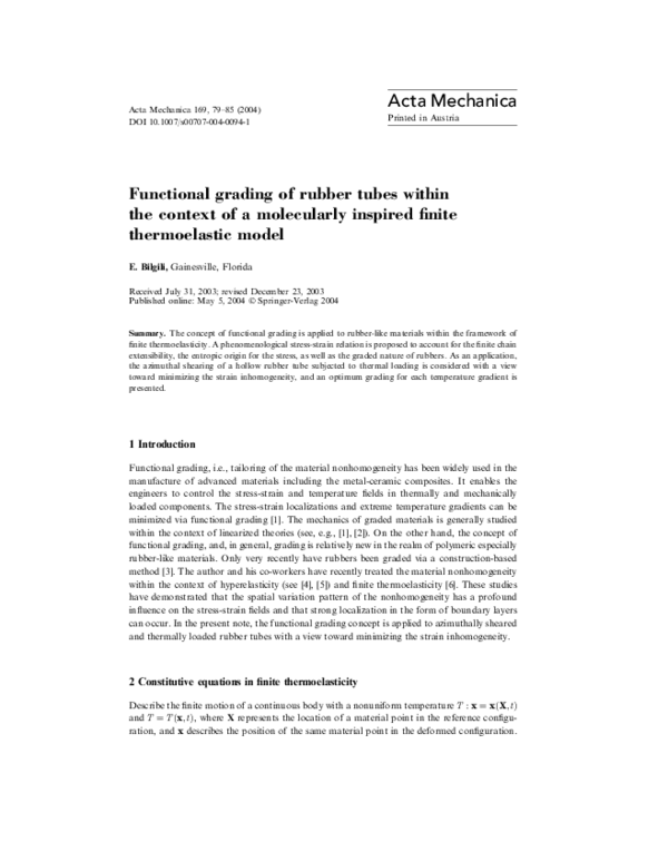 (PDF) Functional grading of rubber tubes within the context of a ...