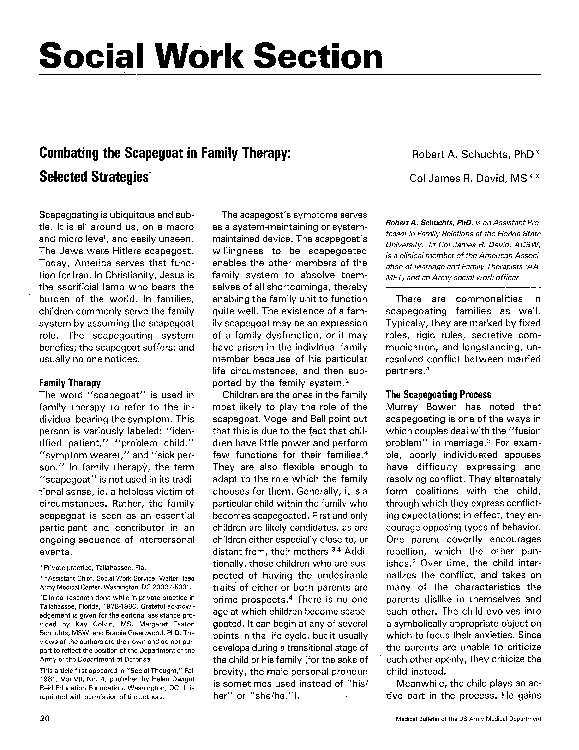 (PDF) Combating the scapegoat in family therapy: Selected strategies