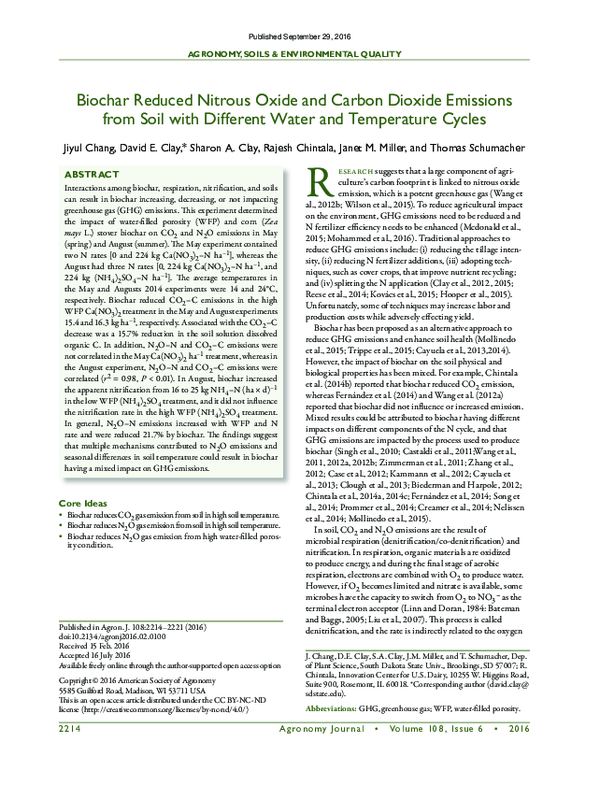 (PDF) Biochar Reduced Nitrous Oxide and Carbon Dioxide Emissions from ...