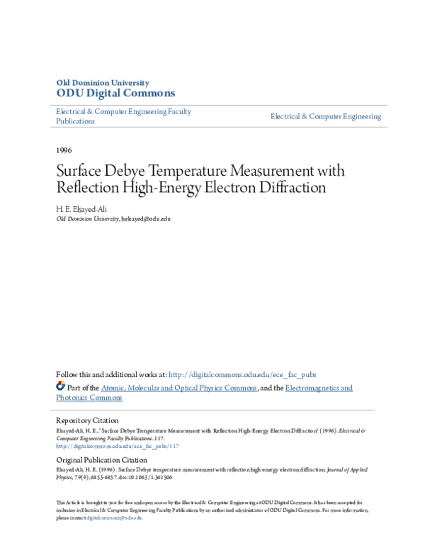 (PDF) Surface Debye temperature measurement with reflection high‐energy ...