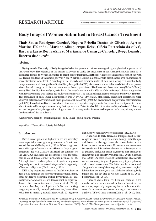 (PDF) Body Image of Women Submitted to Breast Cancer Treatment
