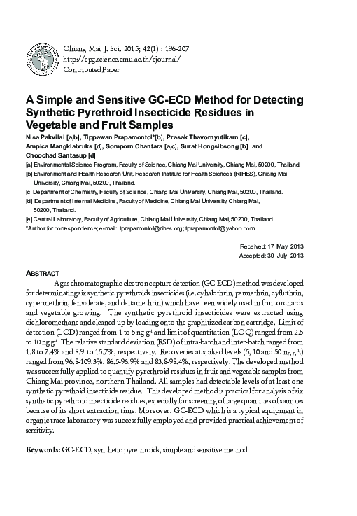 (PDF) A simple and sensitive GC-ECD method for detecting synthetic ...