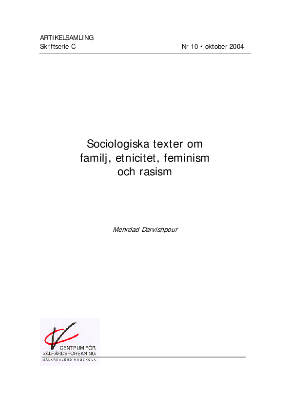 (PDF) Sociologiska texter om familj, etnicitet, feminism och rasism