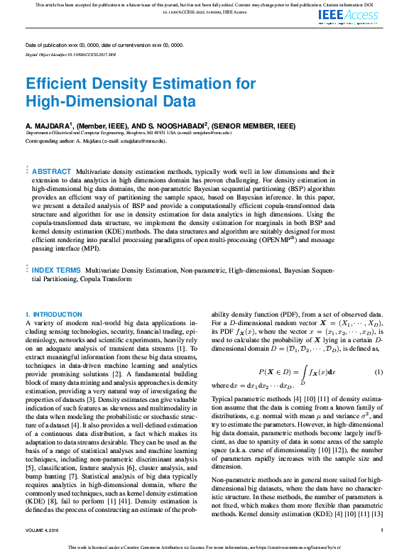 (PDF) Efficient Density Estimation for High-Dimensional Data