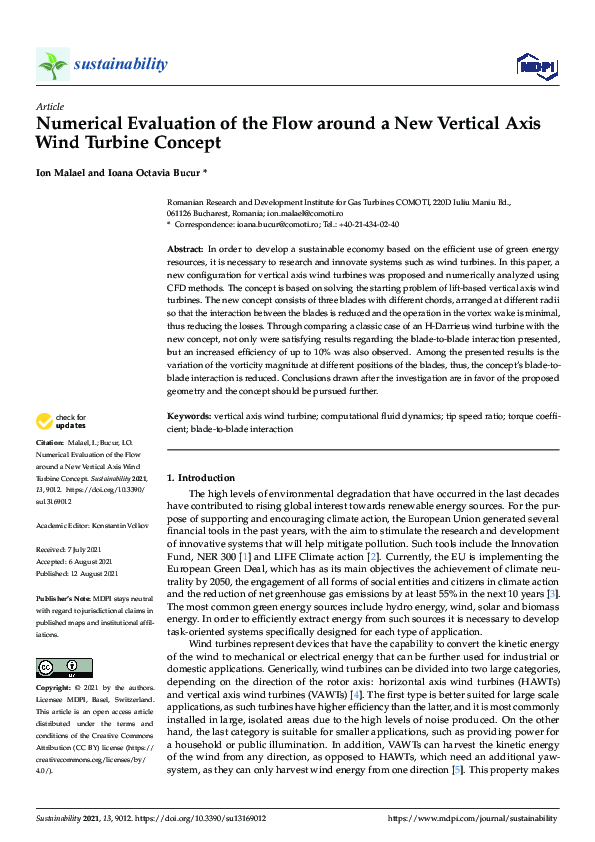 (PDF) Numerical Evaluation of the Flow around a New Vertical Axis Wind ...