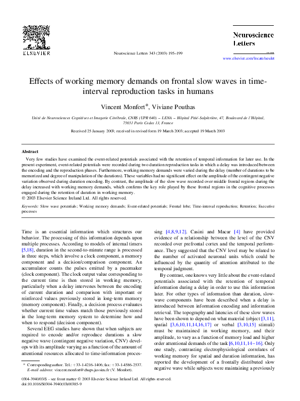 (PDF) Effects of working memory demands on frontal slow waves in time ...