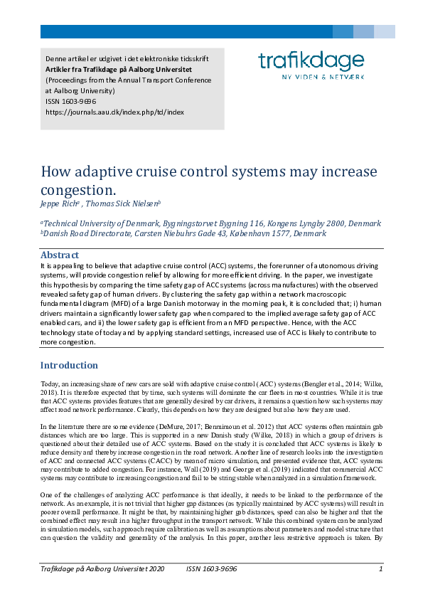 (PDF) How adaptive cruise control systems may increase congestion