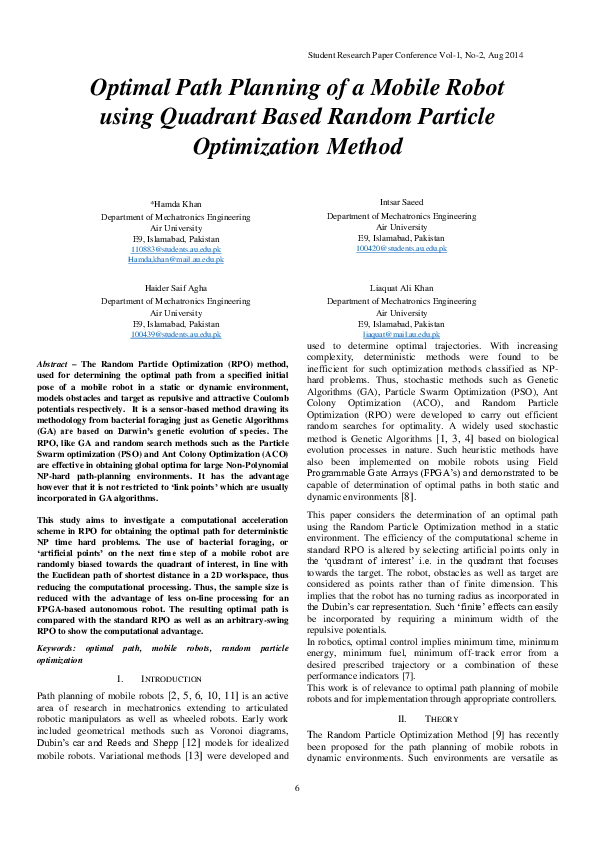 (PDF) Optimal Path Planning of a Mobile Robot using Quadrant Based ...