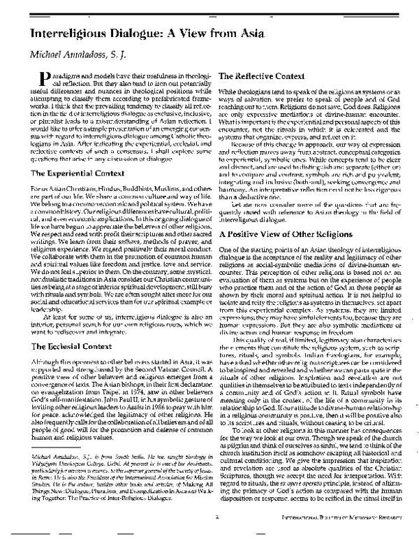 (PDF) Inter-religious Dialogue: A View from Asia