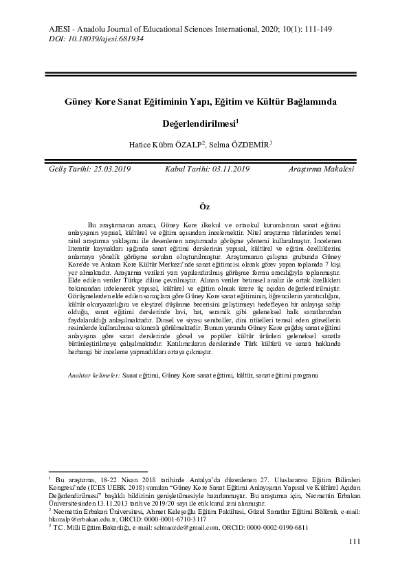 (PDF) Evaluation of South Korean Art Education in the Context of ...