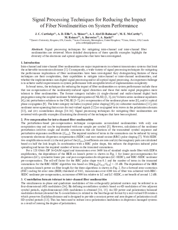 (PDF) Signal Processing Techniques for Reducing the Impact of Fiber