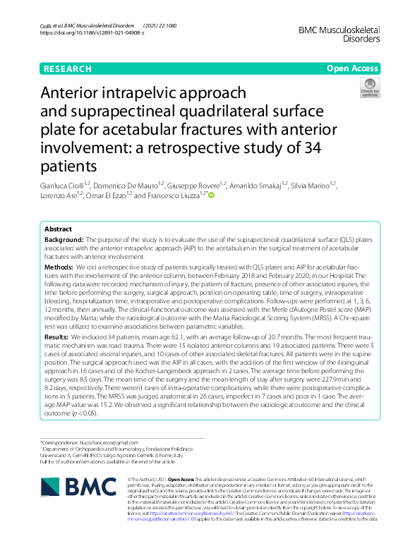 (PDF) Anterior intrapelvic approach and suprapectineal quadrilateral ...