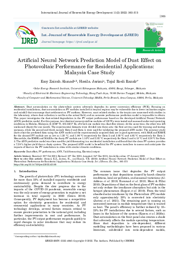 (PDF) Artificial Neural Network Prediction Model of Dust Effect on ...