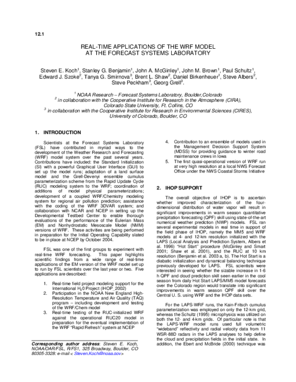 (PDF) 12.1 Real-Time Applications of the WRF Model at the Forecast ...