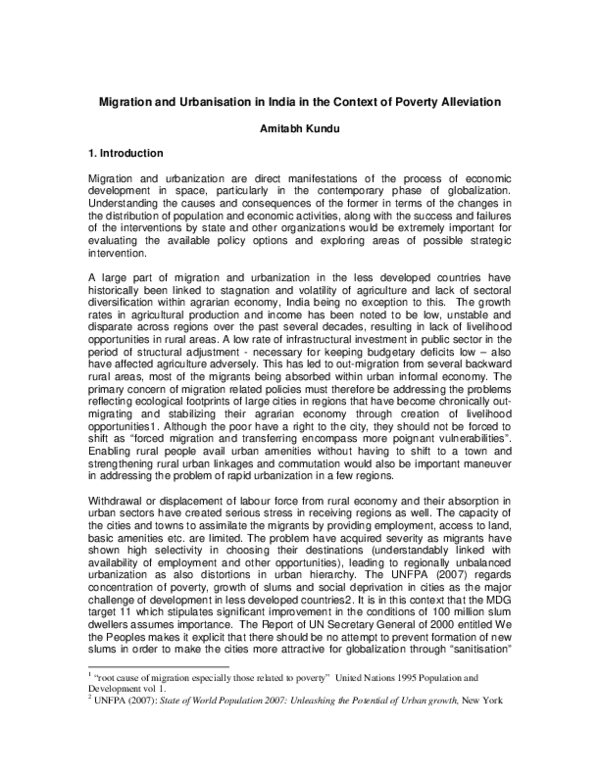 (PDF) Migration and Urbanisation in India in the Context of Poverty ...