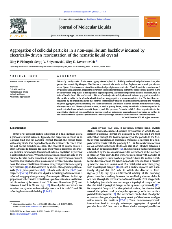 (PDF) Aggregation of colloidal particles in a non-equilibrium backflow ...