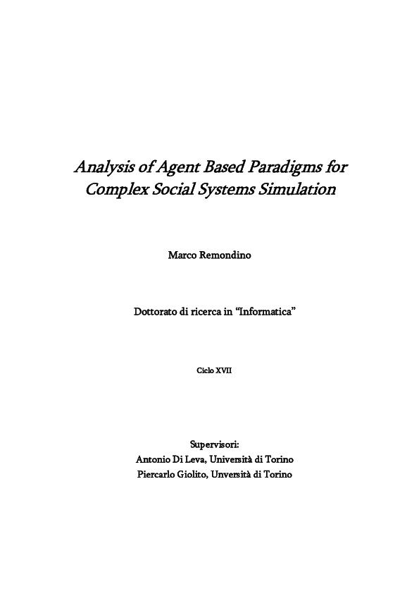 (PDF) Analysis of Agent Based Paradigms for Complex Social Systems ...
