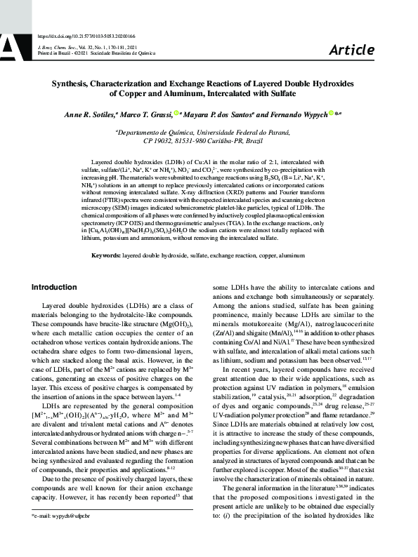 (PDF) Synthesis, Characterization and Exchange Reactions of Layered ...