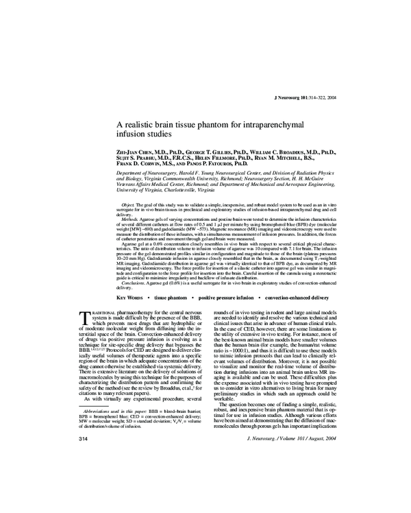 (PDF) A realistic brain tissue phantom for intraparenchymal infusion ...