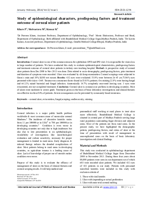 (PDF) Study of epidemiological characters, predisposing factors and ...