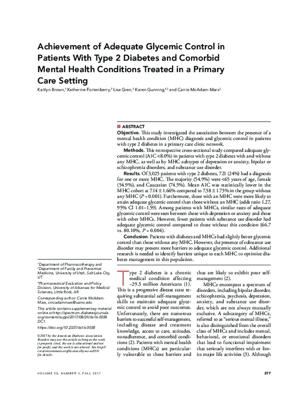 (PDF) Achievement of Adequate Glycemic Control in Patients With Type 2 ...