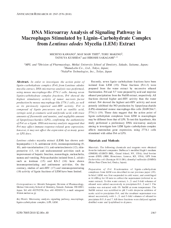 (PDF) DNA microarray analysis of signaling pathway in macrophages ...