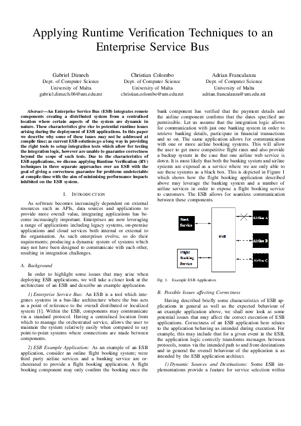 (PDF) Applying Runtime Verification Techniques to an Enterprise Service Bus