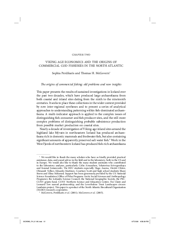 Viking Age Economics and the Origins of Commercial Cod Fisheries in the North Atlantic