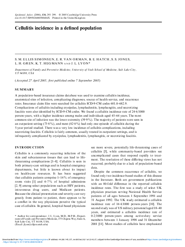 (PDF) Cellulitis incidence in a defined population