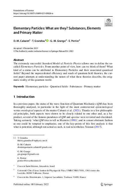 (PDF) Elementary Particles: What are they? Substances, Elements and ...