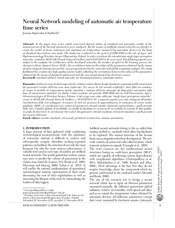 (PDF) Neural network modeling of automatic air temperature time series