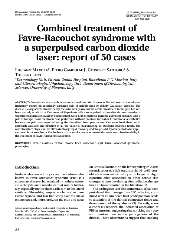 (PDF) Combined treatment of Favre-Racouchot syndrome with a superpulsed ...