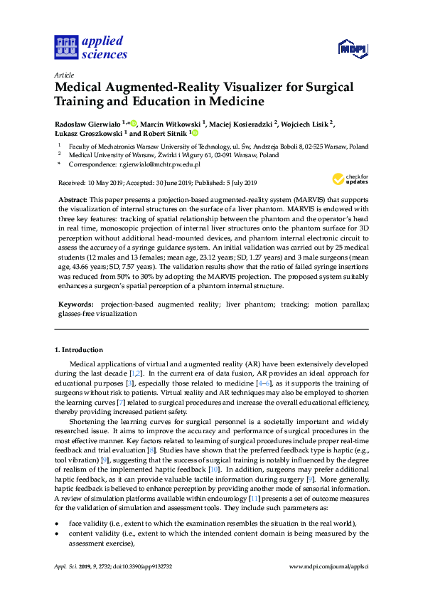 (PDF) Medical Augmented-Reality Visualizer for Surgical Training and ...