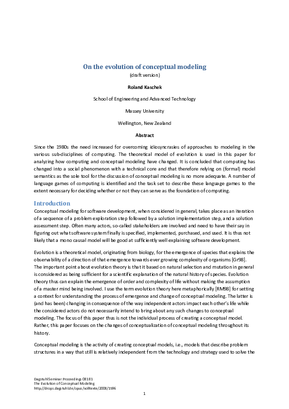 (PDF) On the evolution of conceptual modeling (draft version)