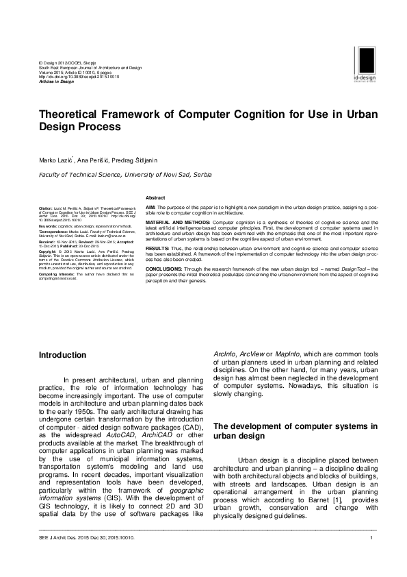 (PDF) Theoretical Framework of Computer Cognition for Use in Urban ...