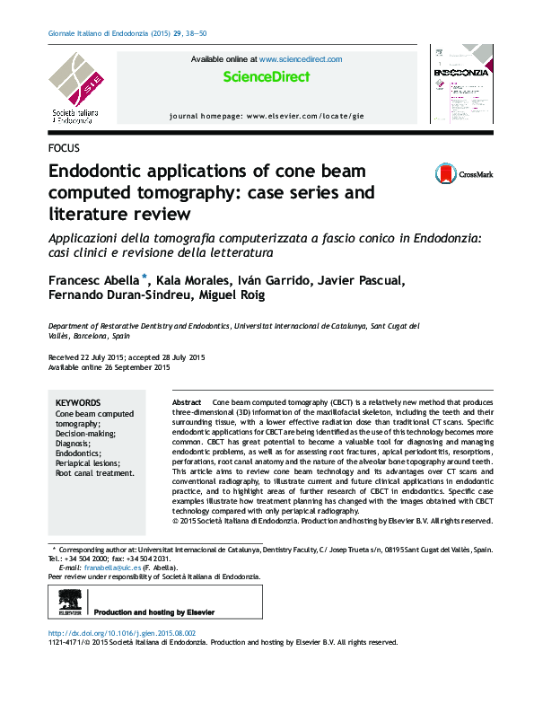 (PDF) Endodontic applications of cone beam computed tomography: case ...