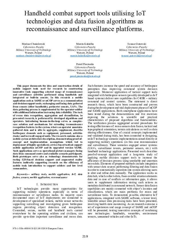 (PDF) Handheld combat support tools utilising IoT technologies and data ...