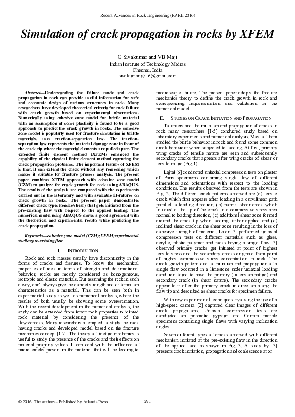 (PDF) Simulation of crack propagation in rocks by XFEM