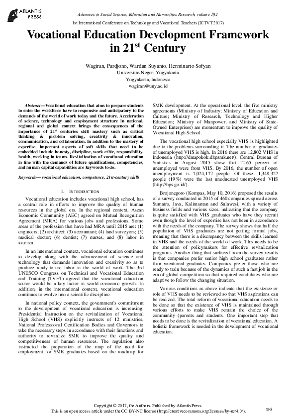 (PDF) Vocational Education Development Framework in 21st Century