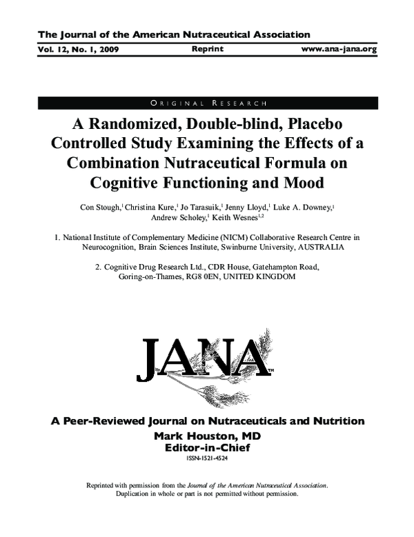 (PDF) A Randomized, Double-blind, Placebo Controlled Study Examining ...