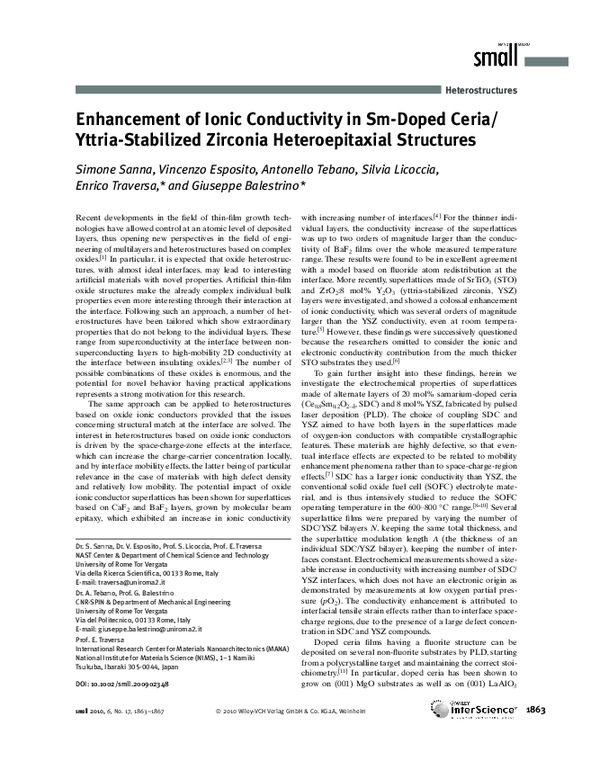 (PDF) Enhancement of Ionic Conductivity in Sm-Doped Ceria/Yttria ...