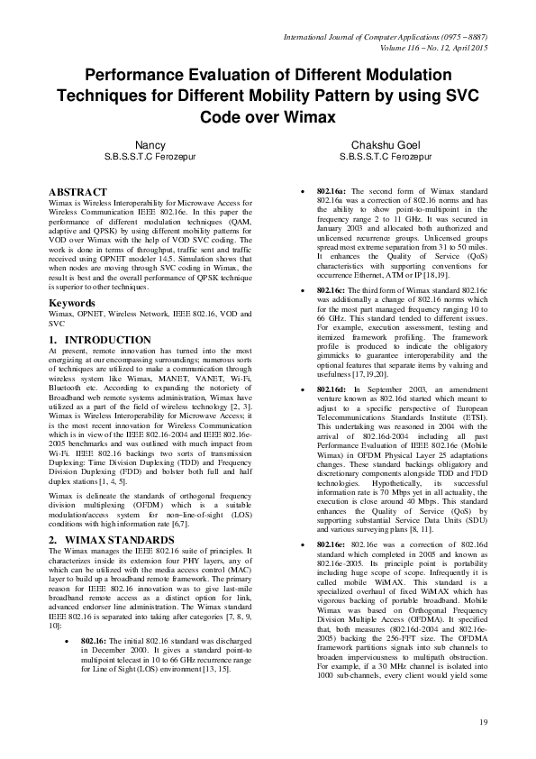 (PDF) Performance Evaluation of Different Modulation Techniques for ...