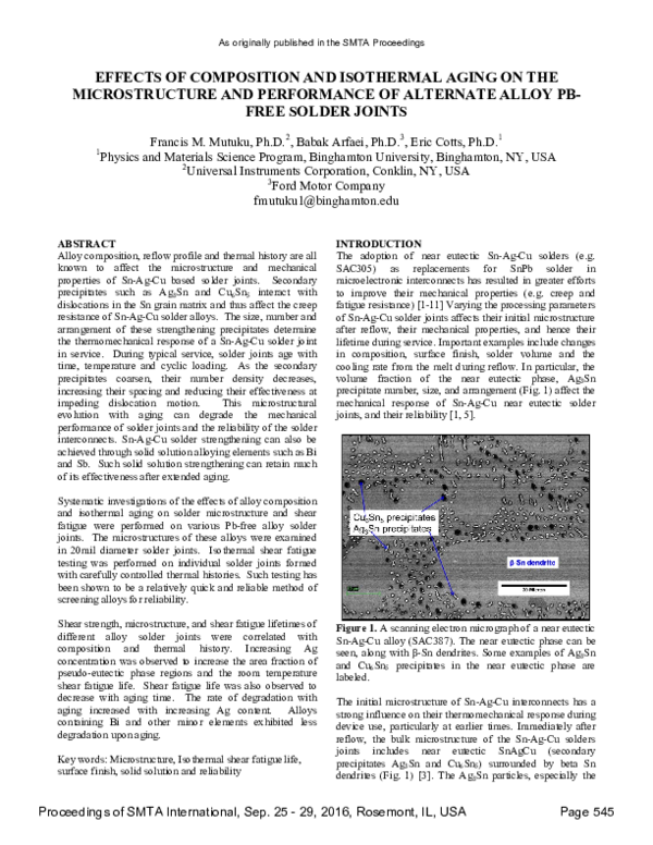 (PDF) Effects of Composition and Isothermal Aging on the Microstructure ...