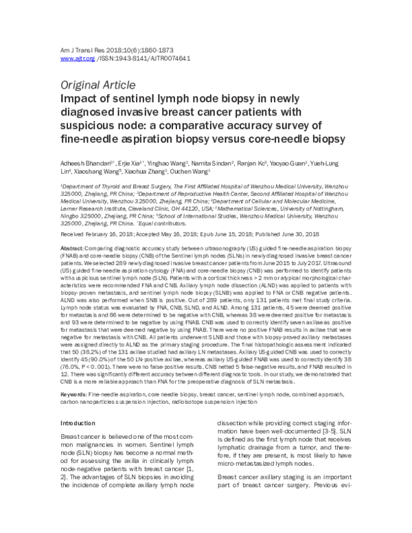 (PDF) Impact of sentinel lymph node biopsy in newly diagnosed invasive ...
