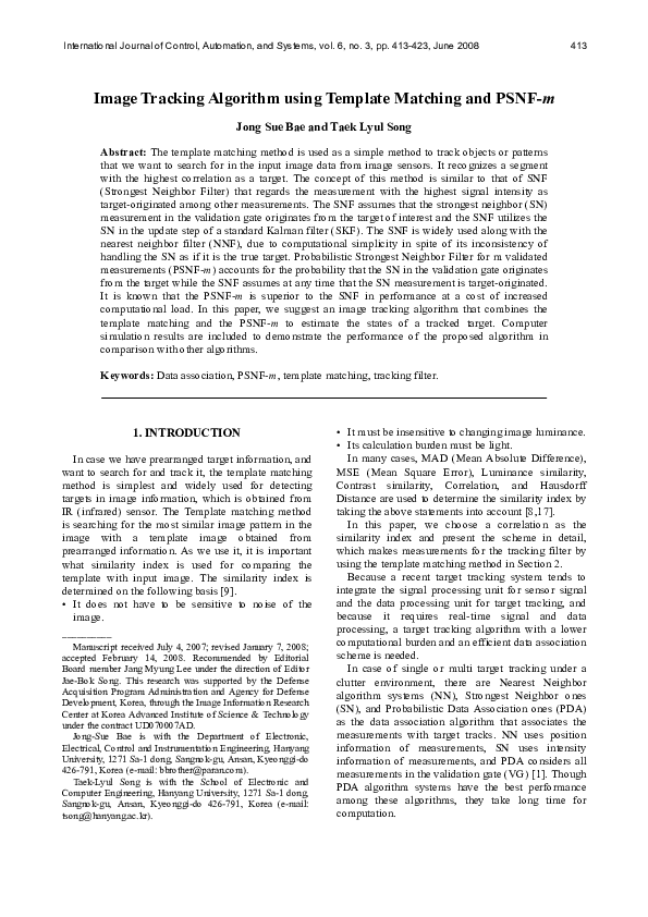 (PDF) Image Tracking Algorithm using Template Matching and PSNF-m 413 ...