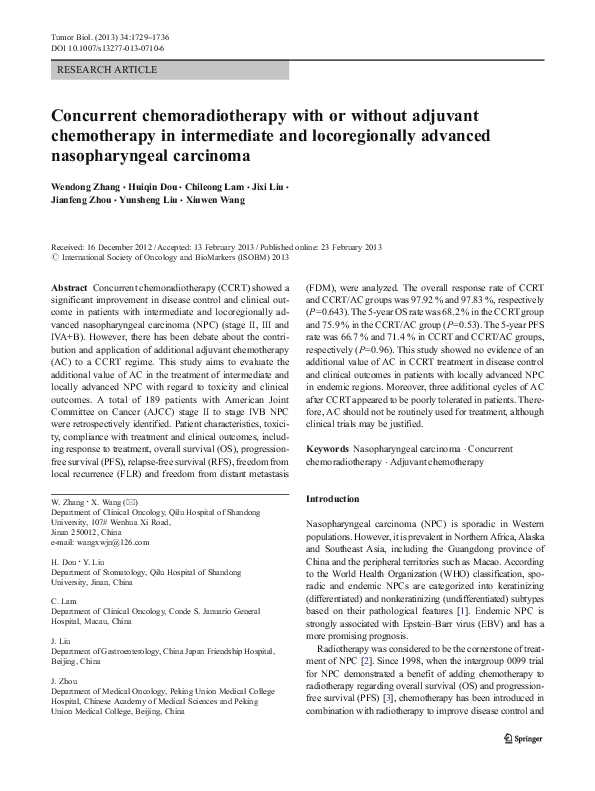 (PDF) Concurrent chemoradiotherapy with or without adjuvant ...