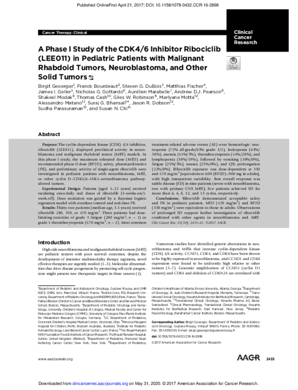 (PDF) A Phase I Study of the CDK4/6 Inhibitor Ribociclib (LEE011) in ...