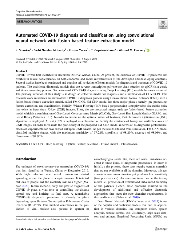 (PDF) Automated COVID-19 diagnosis and classification using ...