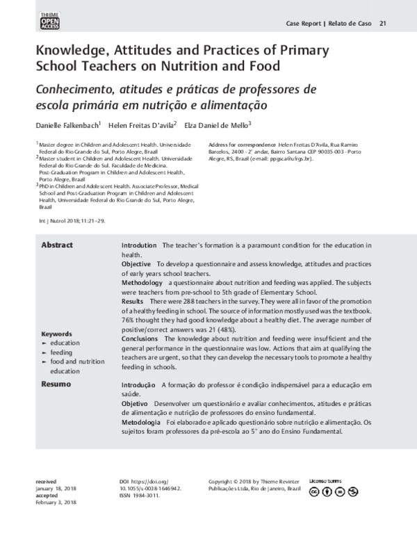 (PDF) Knowledge, Attitudes and Practices of Primary School Teachers on ...